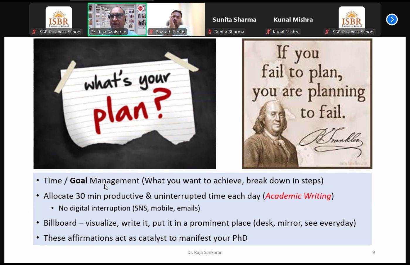 FPM scholars attending a virtual research proposal masterclass